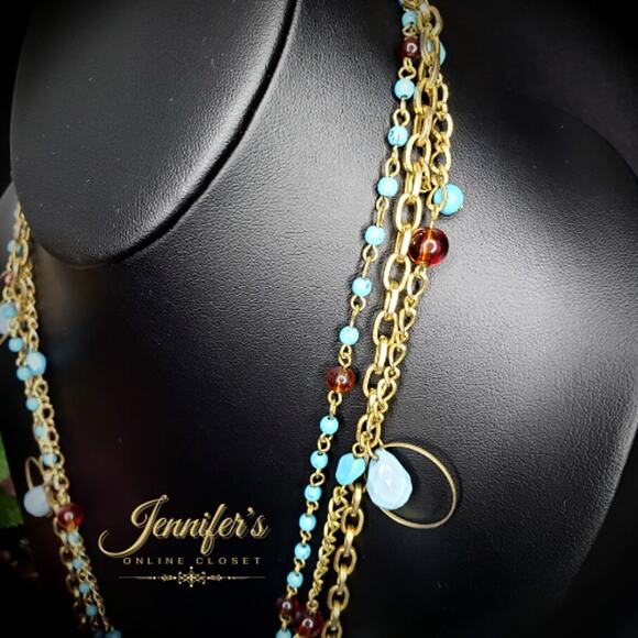Joan Rivers Gold Tone & Turquoise Layered Necklace - Picture 6 of 11